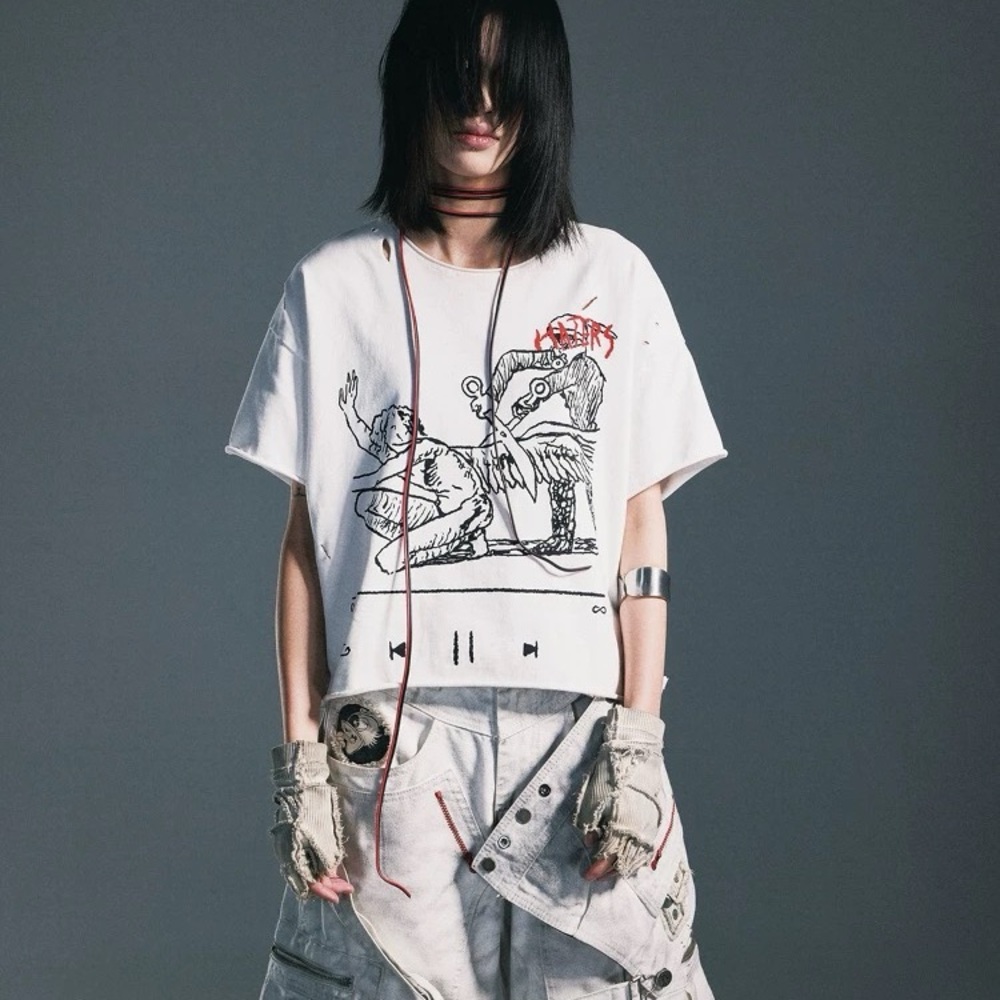 Graphic White T-Shirt with Art Print